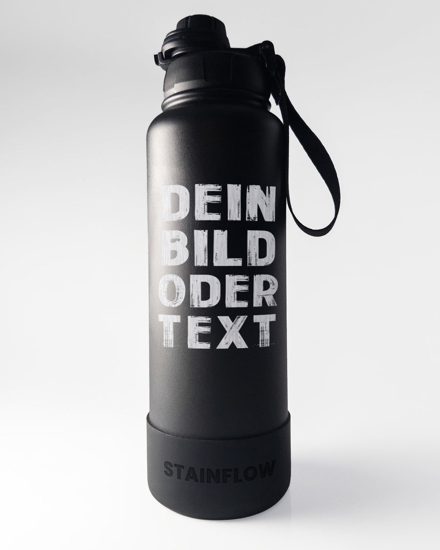 Stainflow personalisierte Trinkflasche mit 1180 ml, aus durchsichtigem Kunststoff, ideal für Sport und unterwegs