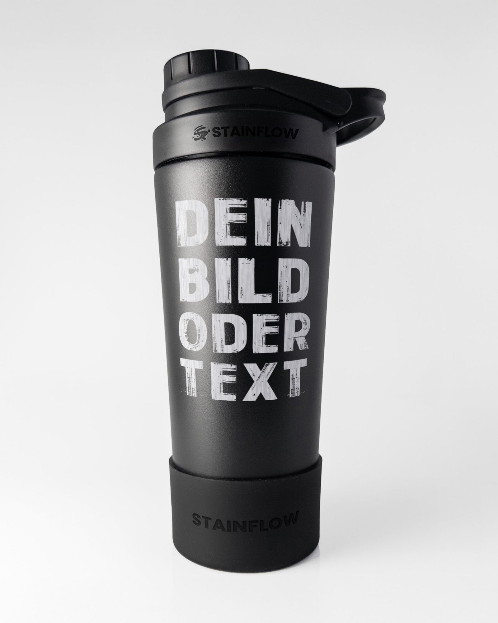 Stainflow FLOW Shaker personalisierbar, eleganter Getränke-Shaker aus Edelstahl mit individuellem Druck, für Cocktailzubereitung.