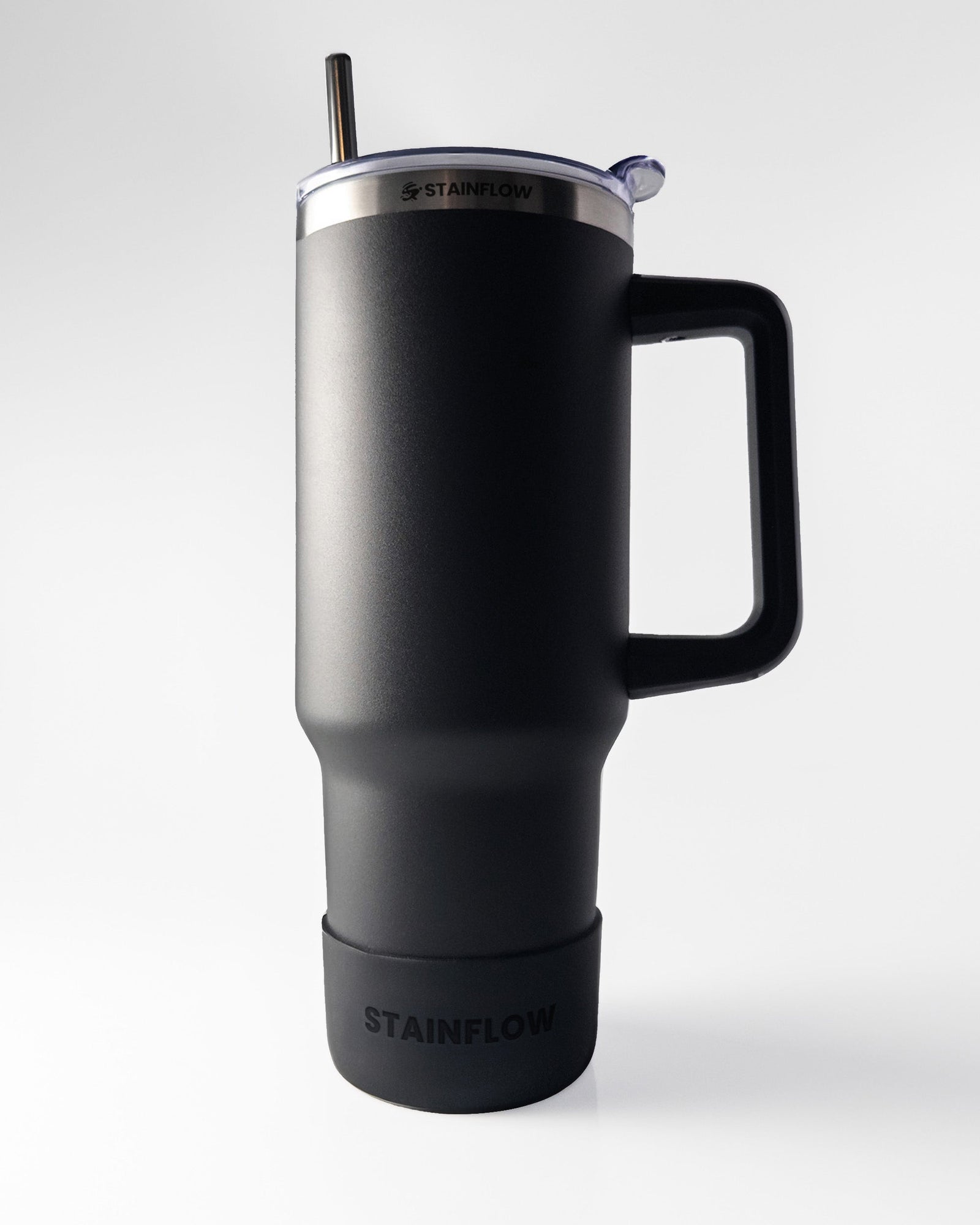 Stainflow FLOW Thermo-Becher in Schwarz, isolierende Trinkbecher für heiße und kalte Getränke, aus robustem Material gefertigt